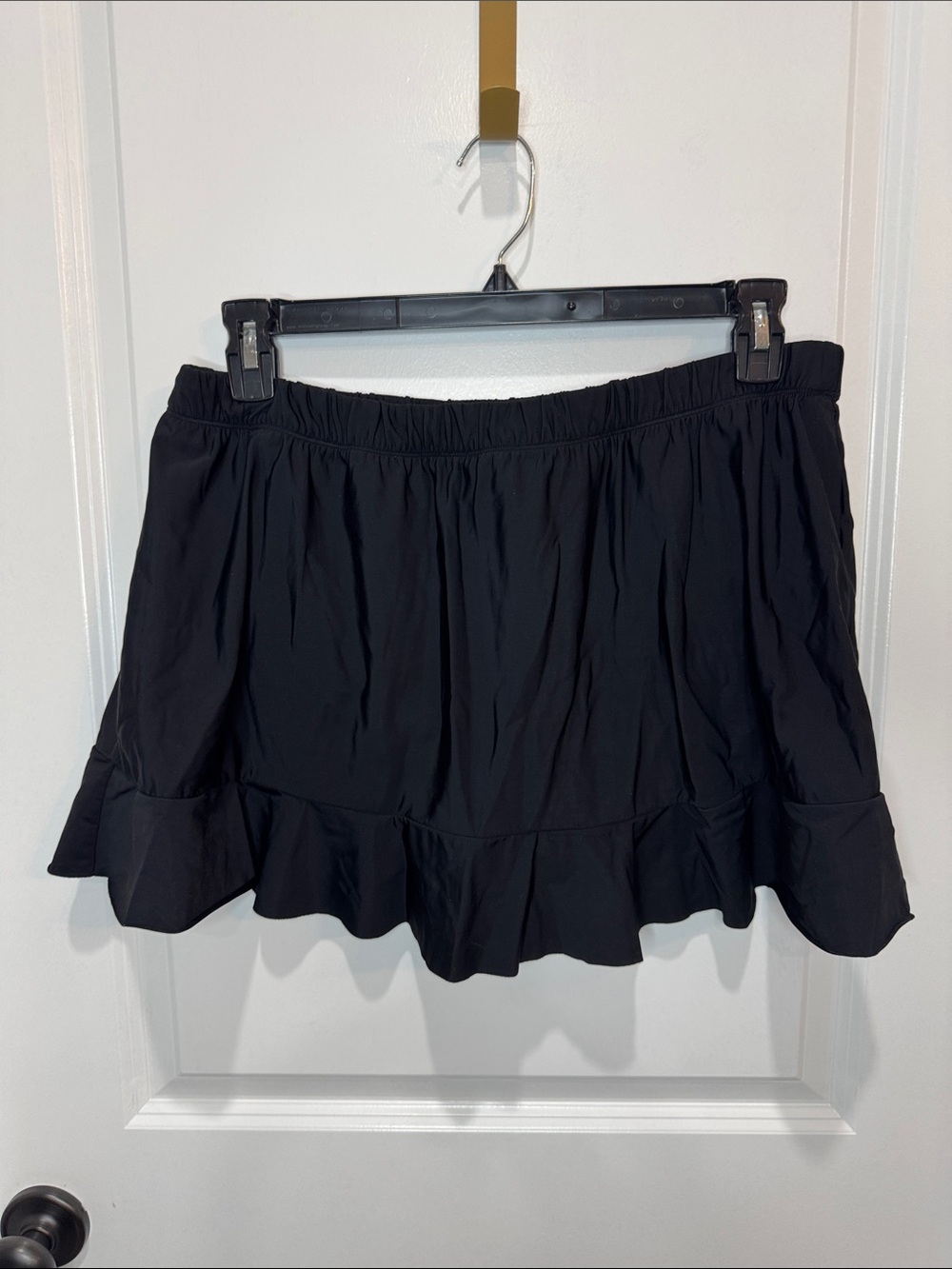 Aqua Green Black Ruffle Hem Swim Skirt